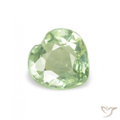 0.64 ct Green Sapphire Stone, Natural Sapphire in Heart Facet Shape for Sale