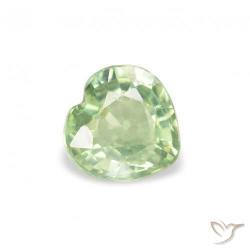 0.65ct Natural Very Light Sage Green Sapphire, Heart, VS