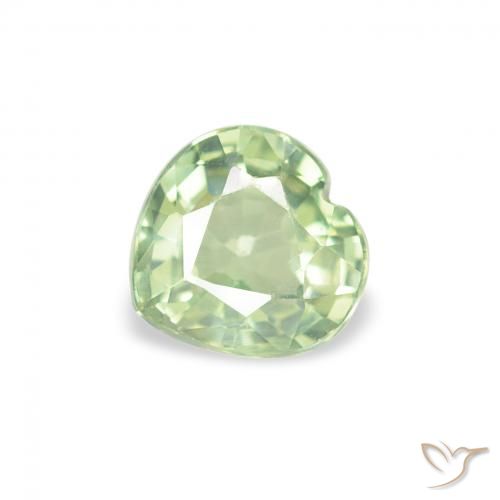0.65 ct Green Sapphire Stone, Natural Sapphire in Heart Facet Shape for Sale
