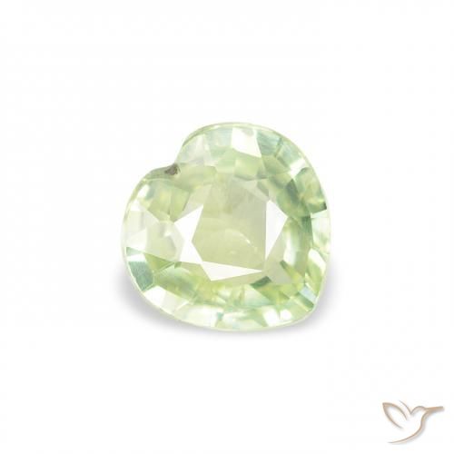 0.64ct Natural Light Yellow Green Sapphire, Heart, VS