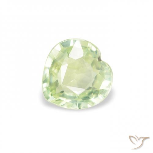 0.64 ct Green Sapphire Stone, Natural Sapphire in Heart Facet Shape for Sale