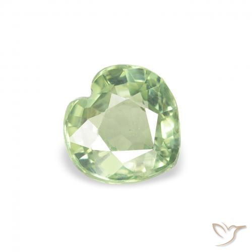 0.62 ct Green Sapphire Stone, Natural Sapphire in Heart Facet Shape for Sale