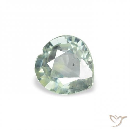 0.61ct Natural Light Green Sapphire, Heart, VS