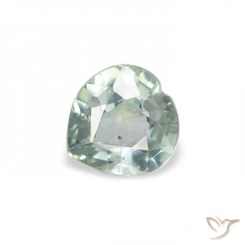 0.61 ct Green Sapphire Stone, Natural Sapphire in Heart Facet Shape for Sale