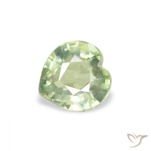 0.61ct Natural Very Light Sage Green Sapphire, Heart, VS