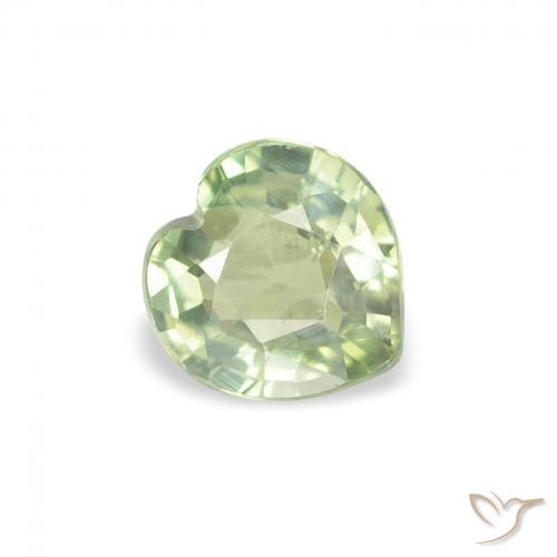 0.61 ct Green Sapphire Stone, Natural Sapphire in Heart Facet Shape for Sale