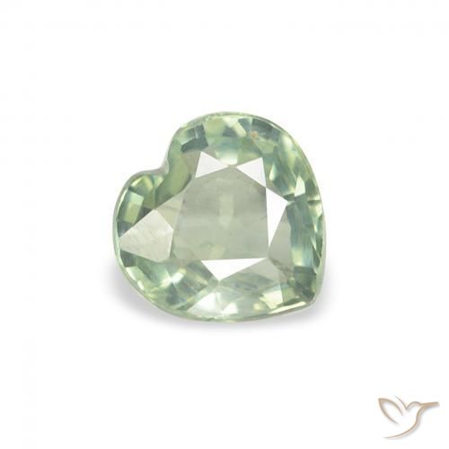 0.67 ct Green Sapphire Stone, Natural Sapphire in Heart Facet Shape for Sale