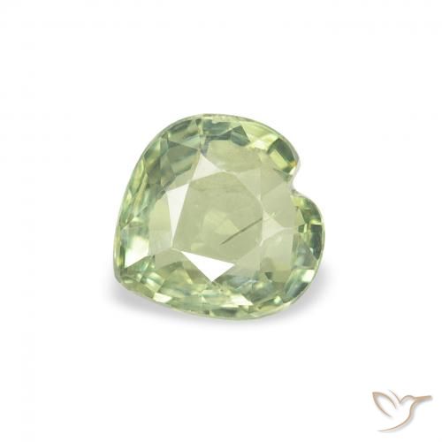 0.61ct Natural Light Green Sapphire, Heart, VS