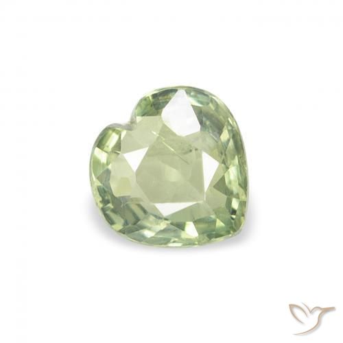 0.61 ct Green Sapphire Stone, Natural Sapphire in Heart Facet Shape for Sale