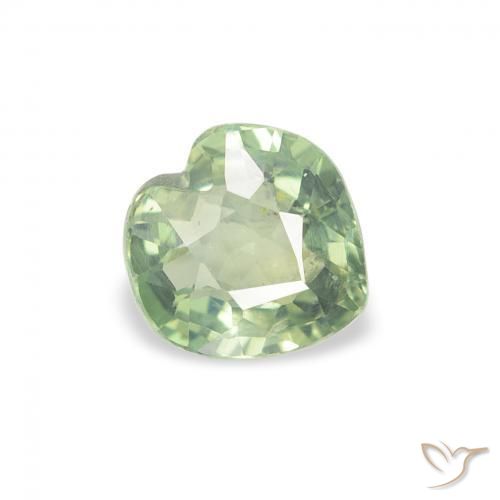 0.65 ct Green Sapphire Stone, Natural Sapphire in Heart Facet Shape for Sale