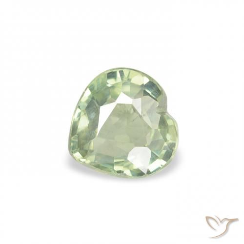 0.61ct Natural Very Light Sage Green Sapphire, Heart, VS