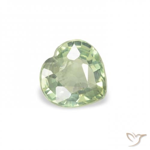 0.61 ct Green Sapphire Stone, Natural Sapphire in Heart Facet Shape for Sale