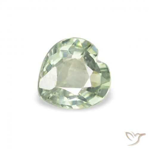 0.66ct Natural Medium Light Green Sapphire, Heart, VS