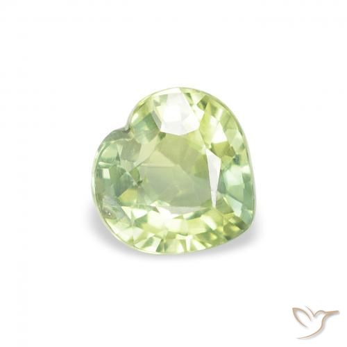 0.66 ct Green Sapphire Stone, Natural Sapphire in Heart Facet Shape for Sale
