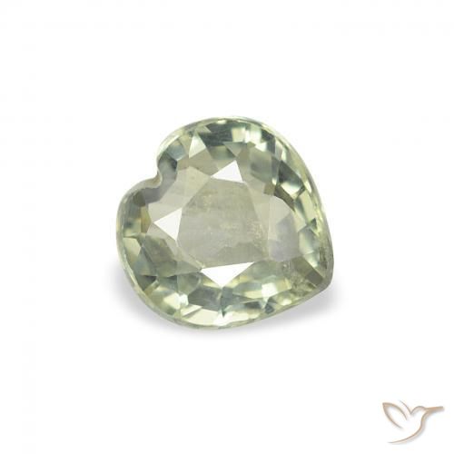 0.62 ct Green Sapphire Stone, Natural Sapphire in Heart Facet Shape for Sale