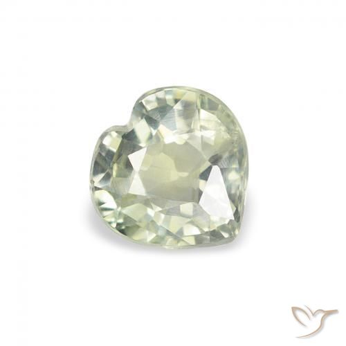 0.67 ct Green Sapphire Stone, Natural Sapphire in Heart Facet Shape for Sale
