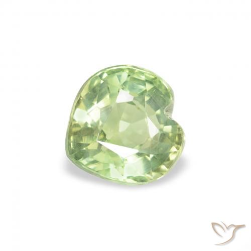 0.78ct Natural Light Yellow Green Sapphire, Heart, VS