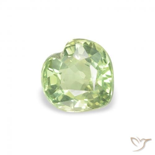0.78 ct Green Sapphire Stone, Natural Sapphire in Heart Facet Shape for Sale