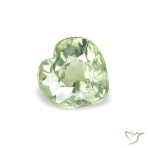 0.74 ct Green Sapphire Stone, Natural Sapphire in Heart Facet Shape for Sale