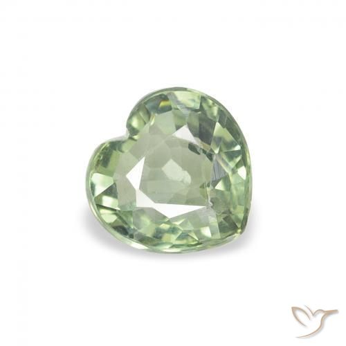 0.68 ct Green Sapphire Stone, Natural Sapphire in Heart Facet Shape for Sale
