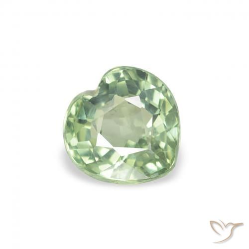 0.76ct Natural Pale Green Sapphire, Heart, VS