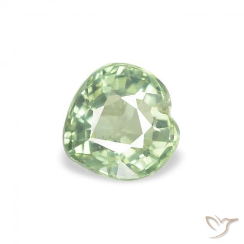 0.76 ct Green Sapphire Stone, Natural Sapphire in Heart Facet Shape for Sale