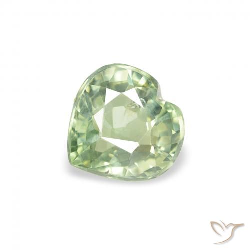 0.71ct Natural Very Light Sage Green Sapphire, Heart, VS