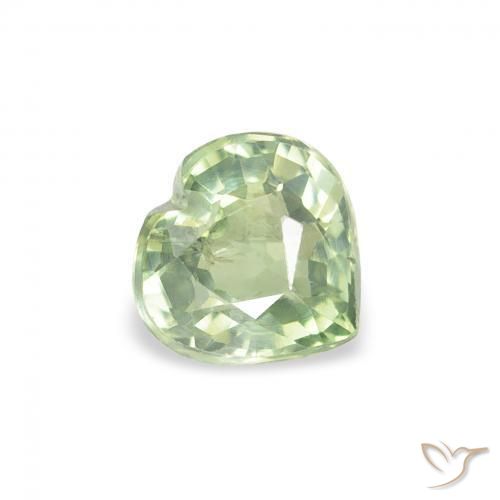 0.71 ct Green Sapphire Stone, Natural Sapphire in Heart Facet Shape for Sale