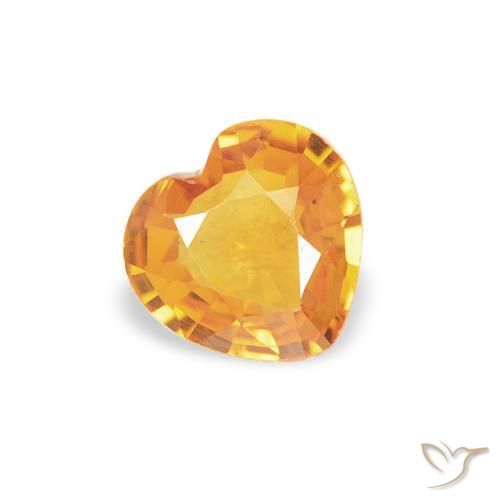 0.37 ct Golden Sapphire Stone, Natural Sapphire in Heart Facet Shape for Sale