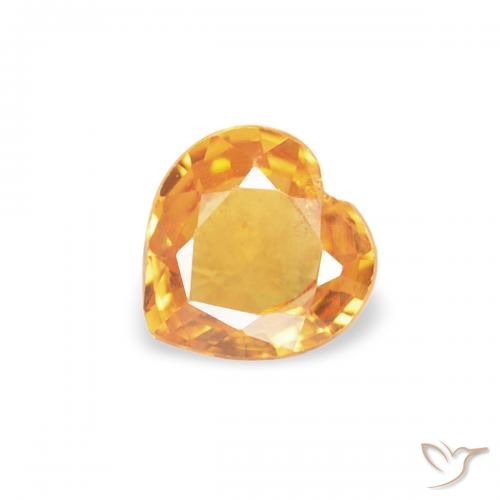 0.32ct Natural Orange-Gold Sapphire, Heart, VS