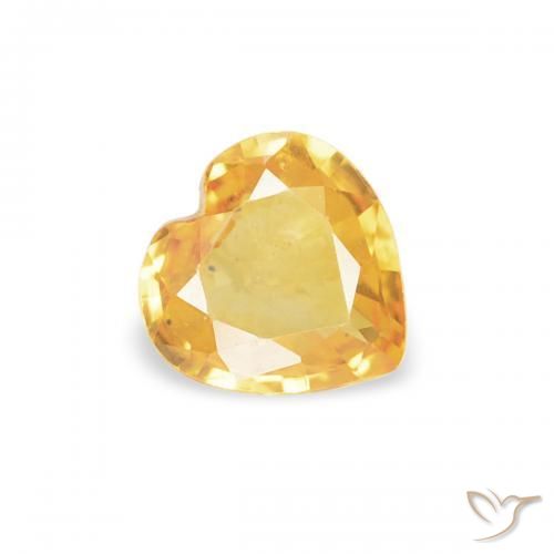 0.34 ct Golden Sapphire Stone, Natural Sapphire in Heart Facet Shape for Sale