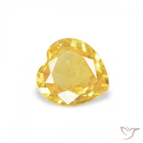 0.36 ct Golden Sapphire Stone, Natural Sapphire in Heart Facet Shape for Sale