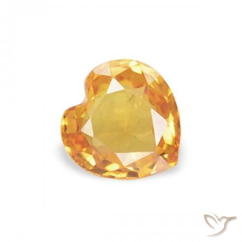 0.41 ct Golden Sapphire Stone, Natural Sapphire in Heart Facet Shape for Sale