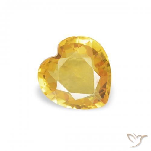 0.40 ct Golden Sapphire Stone, Natural Sapphire in Heart Facet Shape for Sale