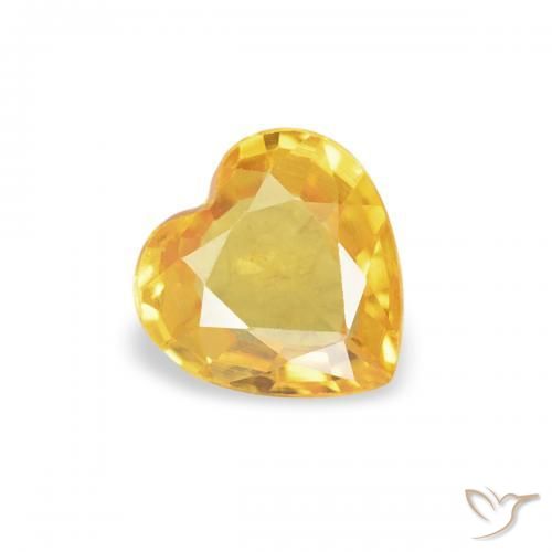 0.36 ct Golden Sapphire Stone, Natural Sapphire in Heart Facet Shape for Sale