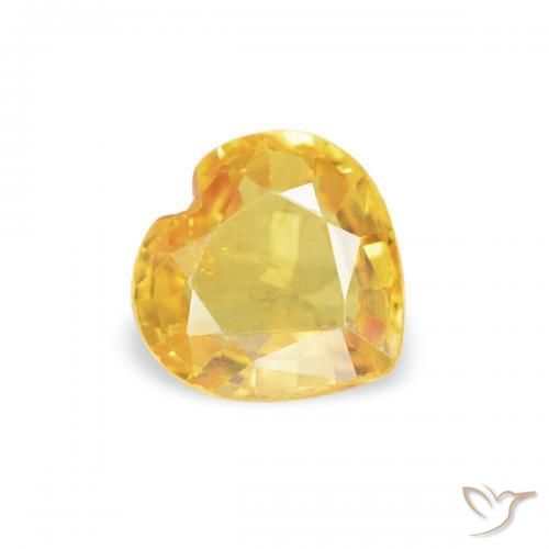 0.42 ct Golden Sapphire Stone, Natural Sapphire in Heart Facet Shape for Sale