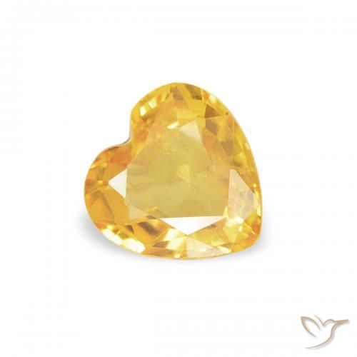 0.39 ct Golden Sapphire Stone, Natural Sapphire in Heart Facet Shape for Sale