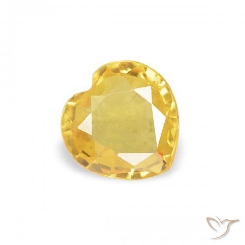0.34 ct Golden Sapphire Stone, Natural Sapphire in Heart Facet Shape for Sale