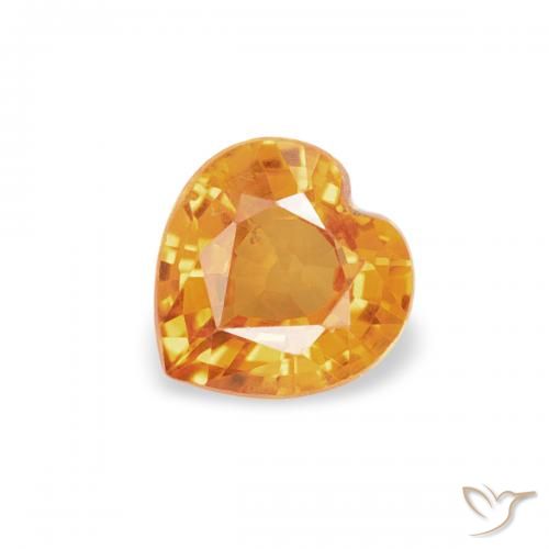 0.39ct Natural Orange-Gold Sapphire, Heart, VS