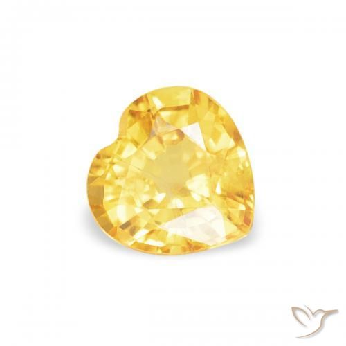 0.43 ct Golden Sapphire Stone, Natural Sapphire in Heart Facet Shape for Sale