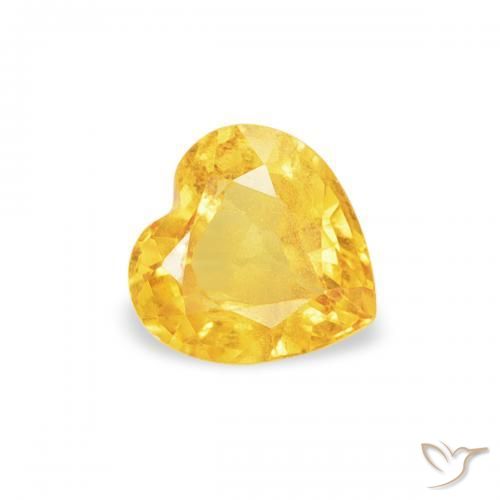 0.40 ct Golden Sapphire Stone, Natural Sapphire in Heart Facet Shape for Sale