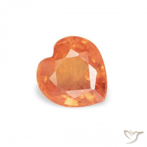 0.42 ct Orange Sapphire Stone, Natural Sapphire in Heart Facet Shape for Sale
