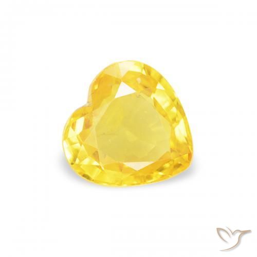 0.40 ct Yellow Sapphire Stone, Natural Sapphire in Heart Facet Shape for Sale