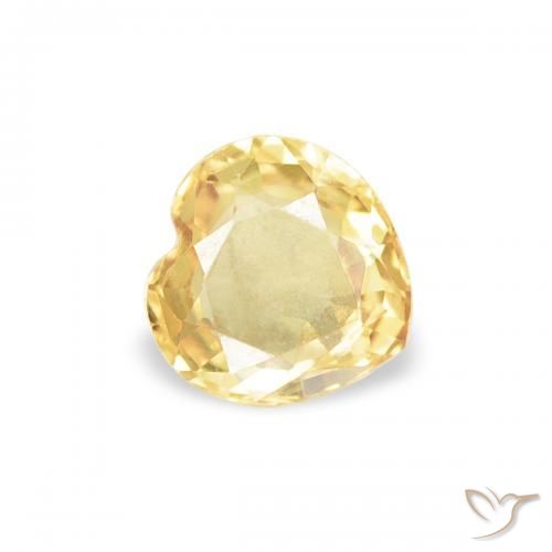 0.40 ct Yellow Sapphire Stone, Natural Sapphire in Heart Facet Shape for Sale