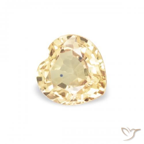 0.43 ct Golden Sapphire Stone, Natural Sapphire in Heart Facet Shape for Sale