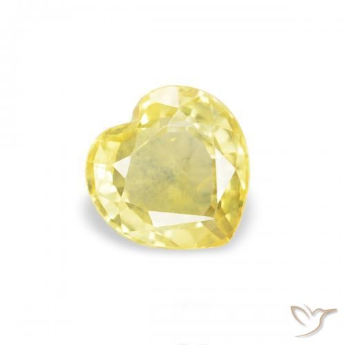 0.40 ct Yellow Sapphire Stone, Natural Sapphire in Heart Facet Shape for Sale