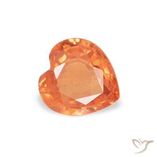 0.45 ct Orange Sapphire Stone, Natural Sapphire in Heart Facet Shape for Sale