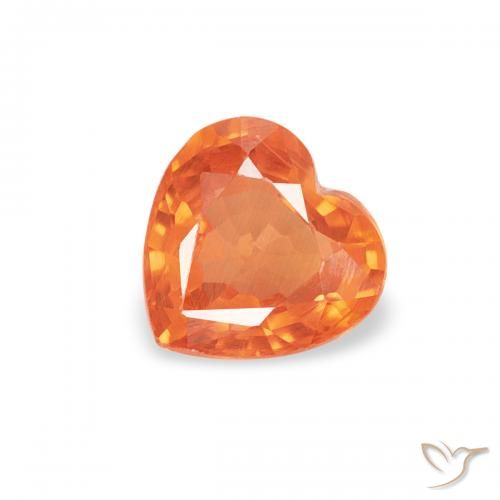 0.40ct Natural Reddish Orange Sapphire, Heart, VVS-VS