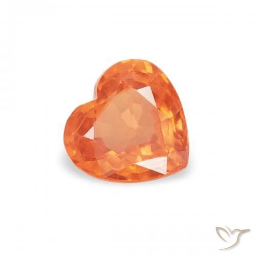 0.40 ct Orange Sapphire Stone, Natural Sapphire in Heart Facet Shape for Sale