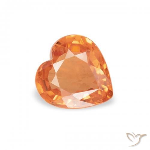 0.38ct Natural Medium Orange Sapphire, Heart, VVS-VS